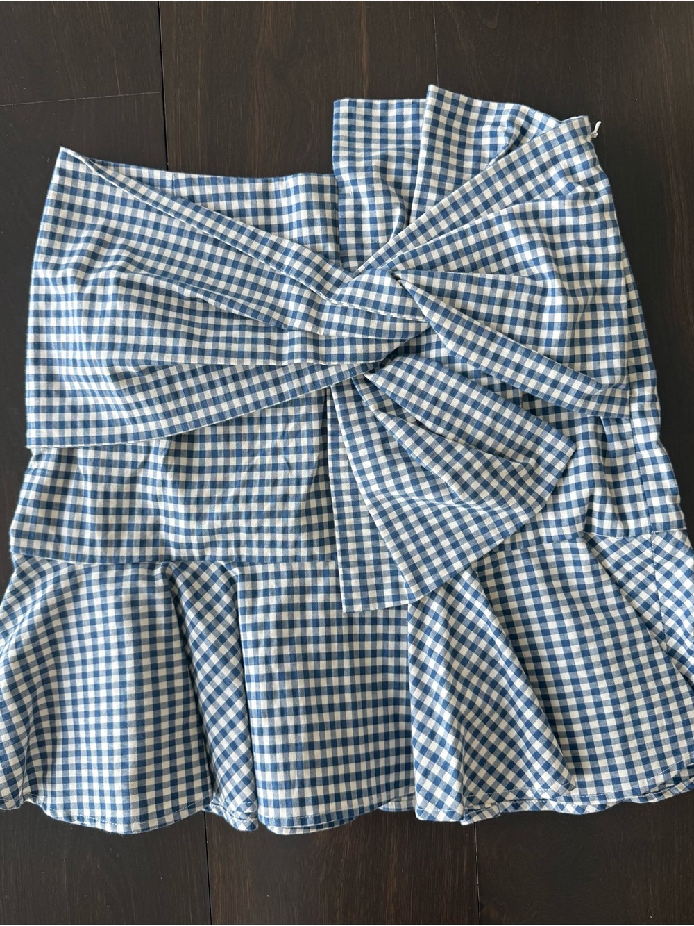 VERONICA BEARD Blue/White Gingham Pattern Picnic Bow Skirt , Size 4